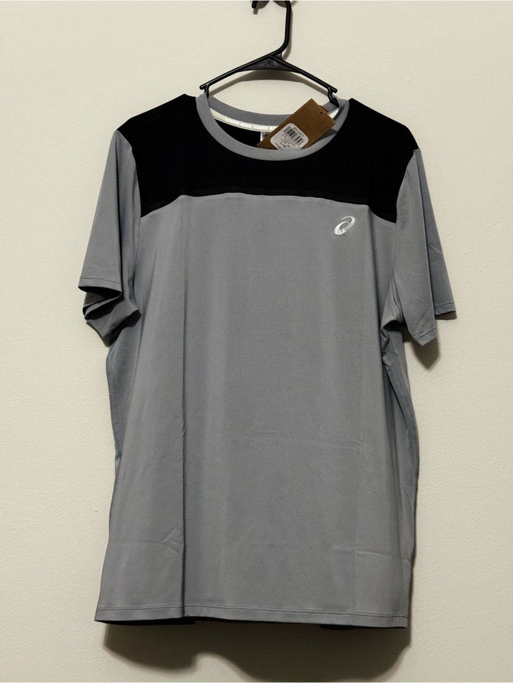 ASICS Men's Gray and Black Athletic Tee with Logo